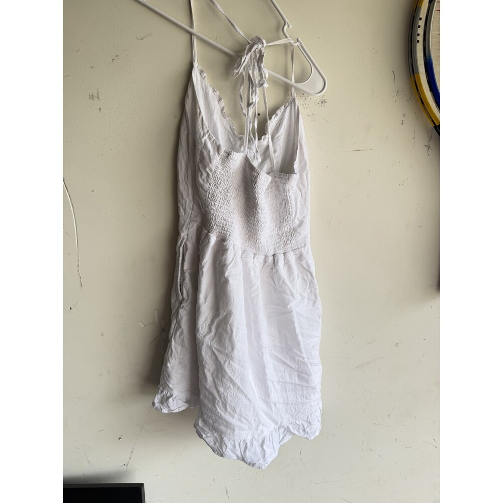 Abercrombie & Fitch White Mini Dress S Ruffle Hem Tie Straps Sleeveless - Picture 3 of 5